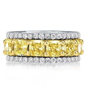 eternity band - Eternity Multi Row Yellow Topaz Cushion Cut Wedding Band, Italo jewelry - Online Catalog