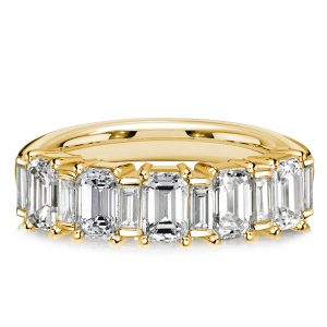 anniversary band - Italo Golden Baguette Cut Half Eternity Band Anniversary Rings, Italo jewelry - Online Catalog