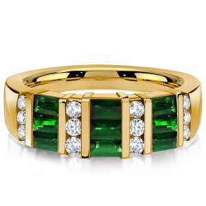 anniversary band - Italo Golden Emerald Green Wedding Band Emerald Green Ring, Italo jewelry - Online Catalog