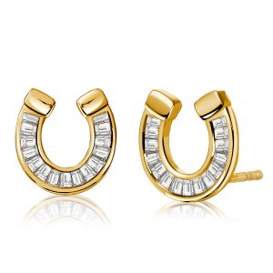 earrings - Italo Golden Baguette Cut Horseshoe Stud Earrings, Italo jewelry - Online Catalog