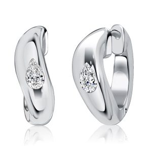 earrings - Italo Flush Setting Pear Cut Sterling Silver Hoop Earrings, Italo jewelry - Online Catalog