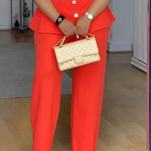 Urban Plain Straight Pants, Pants, color:Orange Red|size:XXL, Stylewe