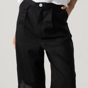 STYLE WE x CHILLINEN |Linen Linen Shorts, Shorts, color:Black|size:XXL, Stylewe