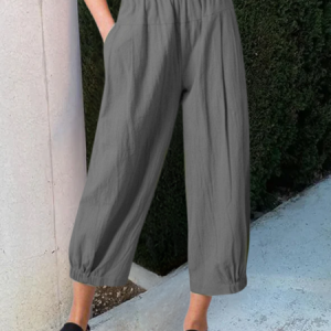 Women Plain Ankle Pants Elastic Waist Pants Casual Spring/Fall Trousers, Pants, color:Deep Gray|size:3XL, catalog Noracora shop