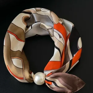 Urban Geometric  Silk Scarf, Gloves, color:Orange, Stylewe