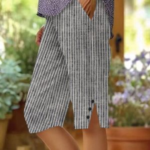 Women Striped Fifth Pants Pants Casual Summer Trousers, Pants, color:Gray|size:4XL, catalog Noracora shop