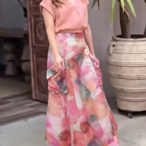 2 Pieces Outfit Criss Cross Wrap Crop Top and Floral Print A Line Maxi Skirt Set, women Two-piece Sets, ChicMe catalog