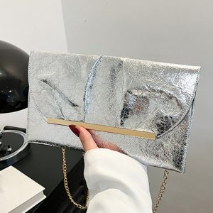 Fashion Ruched Pu Leather Chain Handbag Envelop Clutch Shoulder Bag, women Bags, ChicMe catalog
