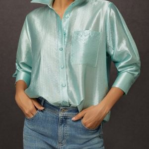 Urban Plain Shirt Collar Shirt, Blouses and Shirts, color:As Picture|size:XXL, Stylewe