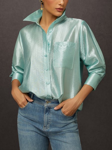 Urban Plain Shirt Collar Shirt, Blouses and Shirts, color:As Picture|size:XXL, Stylewe