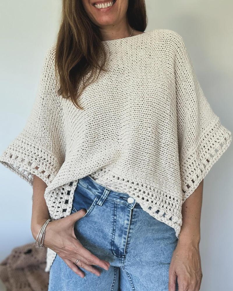 Solid Batwing Sleeve Hollow-out Crochet Pattern Top Casual Cover Up, women Sweaters & Cardigans, ChicMe catalog - Image 4