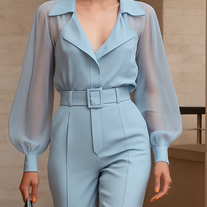 Urban Plain Split Joint Camp Collar Shirt, Blouses and Shirts, color:Blue|size:XXL, Stylewe
