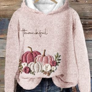 Floral Casual Cotton Loose Hoodie, Hoodies&Sweatshirts, Lilicloth.com