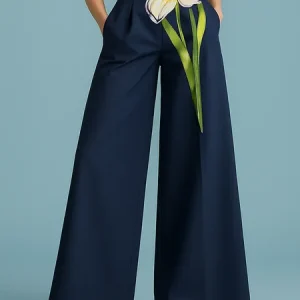 Urban Floral Printing Fashion Wide Leg Pants, Pants, color:As Picture|size:XXL, Stylewe