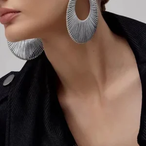 Round Style Statement Earrings, Earrings, color:Silver|size:One-size, Stylewe