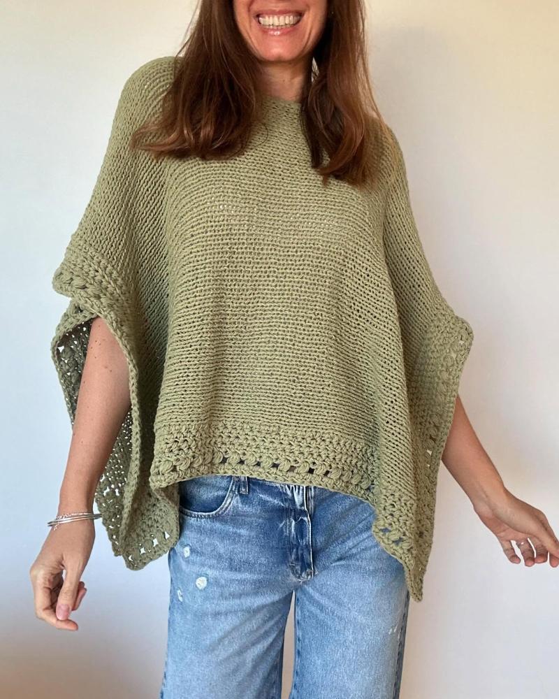 Solid Batwing Sleeve Hollow-out Crochet Pattern Top Casual Cover Up, women Sweaters & Cardigans, ChicMe catalog - Image 3