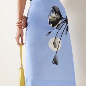 Urban Printing Floral Knee Length Skirt, Skirts, color:As Picture|size:XXL, Stylewe