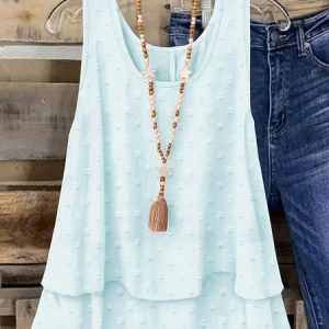 Casual Crew Neck Plain Tank Top, Tanks & Camis, color:Sky Blue|size:5XL, catalog Noracora shop