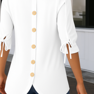 Crew Neck Half Sleeve Plain Regular Micro-Elasticity Regular Fit Shirt For Women, Shirts, color:White|size:5XL, catalog Noracora shop