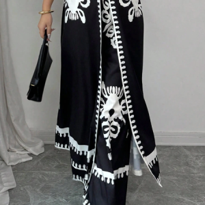 Elegant Plain Printing Fashion Pants, Pants, color:Black|size:XXL, Stylewe