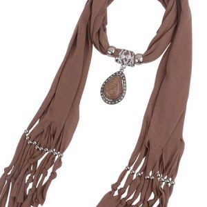 Urban Plain Tassel Scarf, Scarves, color:Deep Khaki|size:One-size, Stylewe
