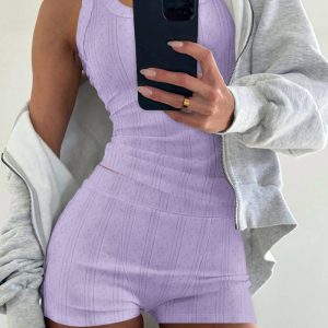 U-Neck Sleeveless Top and Casual High Waist Shorts Sets, women Two-piece Sets, ChicMe catalog