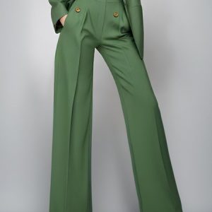 Urban Plain Buttoned Straight Pants, Pants, color:Green|size:XXL, Stylewe