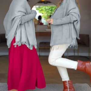 Tassel Design Long Sleeve Slit Cardigan Fashion Versatile Warm Cape Shawl, women Sweaters & Cardigans, ChicMe catalog