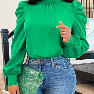 Tie Back Shirred Puff Sleeve Top, women Blouses & Shirts, ChicMe catalog