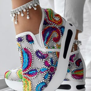Floral Pattern Embroidery Mesh Sneakers, women Sneakers, ChicMe catalog