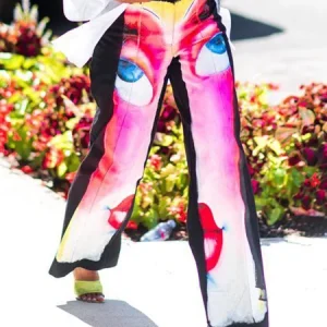 Urban Face Printing Wide Leg Fashion Pants, Pants, color:As Picture|size:XXL, Stylewe