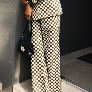Urban Plaid Printing Wide Leg Pants, Pants, color:As Picture|size:XS, Stylewe