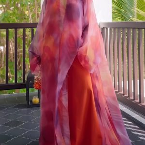 Elegant Ombre Printing Maxi Dress With Inner Wear, Maxi Dresses, color:Pink|size:XXL, Stylewe