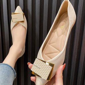 Urban Pu Plain Shallow Shoes, Flats, color:Apricot|size:43, Stylewe