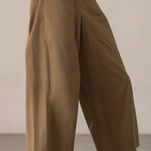 Casual Plain Wide Leg Pants, Pants, color:Brown|size:XXL, Stylewe