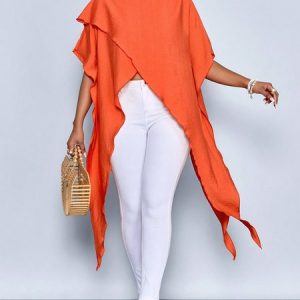 Casual Plain Slit Crew Neck Loosen Blouse, Blouses and Shirts, color:As Picture|size:XXL, Stylewe