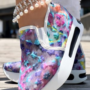 Casual Peep Toe Elastic Strap Slope Heel Sneaker, women Sneakers, ChicMe catalog