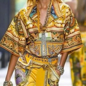Urban Random Print Printing Lapel Collar Shirt, Blouses and Shirts, color:Yellow|size:XXL, Stylewe