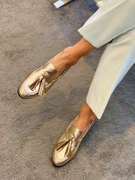Plain All Season Loafers, JustFashionNow Loafers, color:Golden|size:43,
