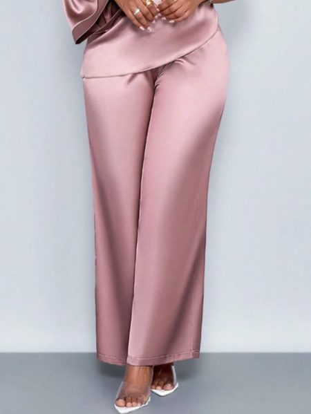 Elegant Plain Pockets Fashion Pants, Pants, color:Pink|size:XXL, Stylewe