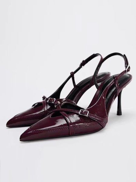 Urban Denim Flat, Heels, color:Wine Red|size:42, Stylewe