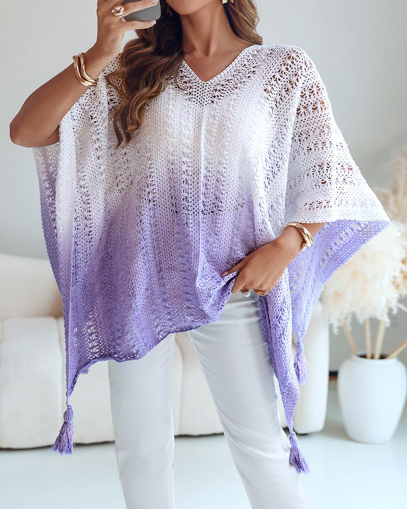 Tie Dye Open Front Casual Hollow-out Cover Up, women Cover Ups, ChicMe catalog - Image 2