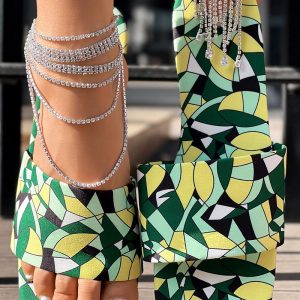 Rainbow Stripe Square Toe Slippers, women Slippers, ChicMe catalog