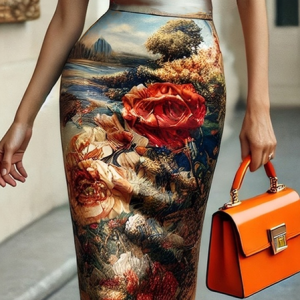 Urban Printing Floral Midi Skirt, Skirts, color:As Picture|size:XXL, Stylewe