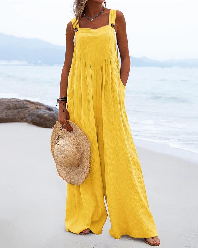 Adjustable Strap Pocket Design Wide Leg Suspender Jumpsuit, women Jumpsuits, ChicMe catalog - Image 8