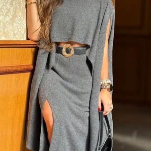Casual Plain Irregular Craftsmanship Turtleneck Sweater, Pullovers, color:Gray|size:XXL, Stylewe