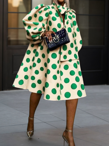 Urban Polka Dots Printing Knee Length Dress, Midi Dresses, color:As Picture|size:XXL, Stylewe