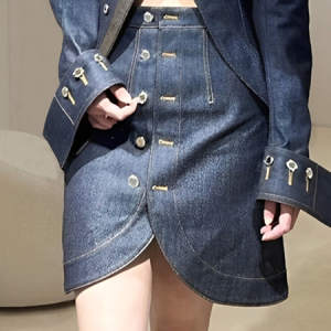 Urban Plain Mini Denim Skirt, Denim Skirts, color:Denim Blue|size:XXL, Stylewe