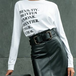 Urban Printing Text Letters Crew Neck  T-shirt, Tees, color:White|size:XXL, Stylewe