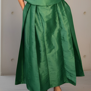 Elegant Solid Relaxed A-Line Maxi Skirt, Skirts, color:Green|size:XXL, Stylewe